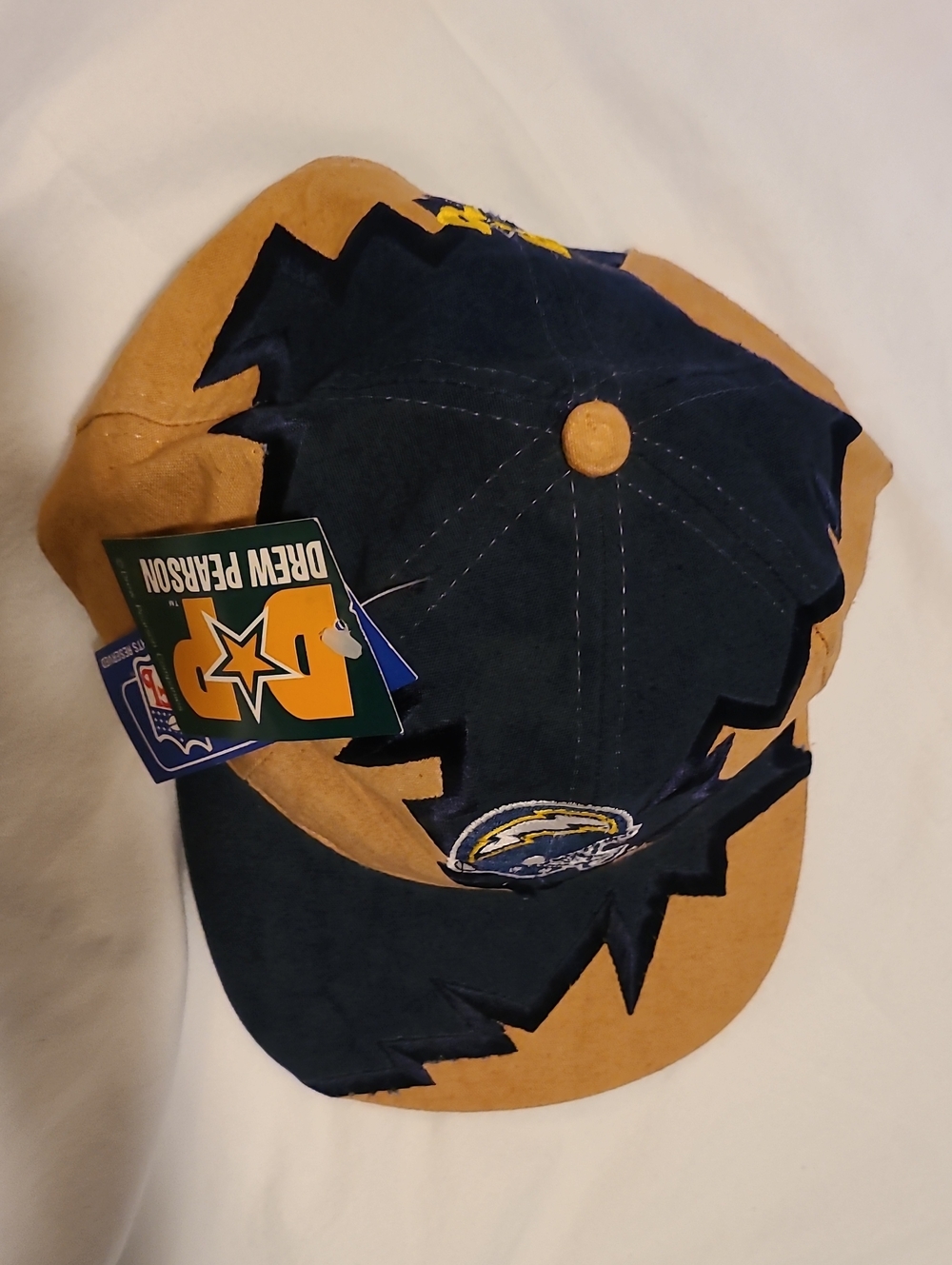 Vintage Drew Pearson San Diego Chargers Jagged Edge Hat Cap Blue Tan NWT Logo - Picture 6 of 16
